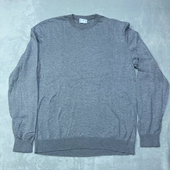 ASKET The Cotton Sweater Men Size M Short Grey Melange 100% Organic Cotton - Picture 2 of 7